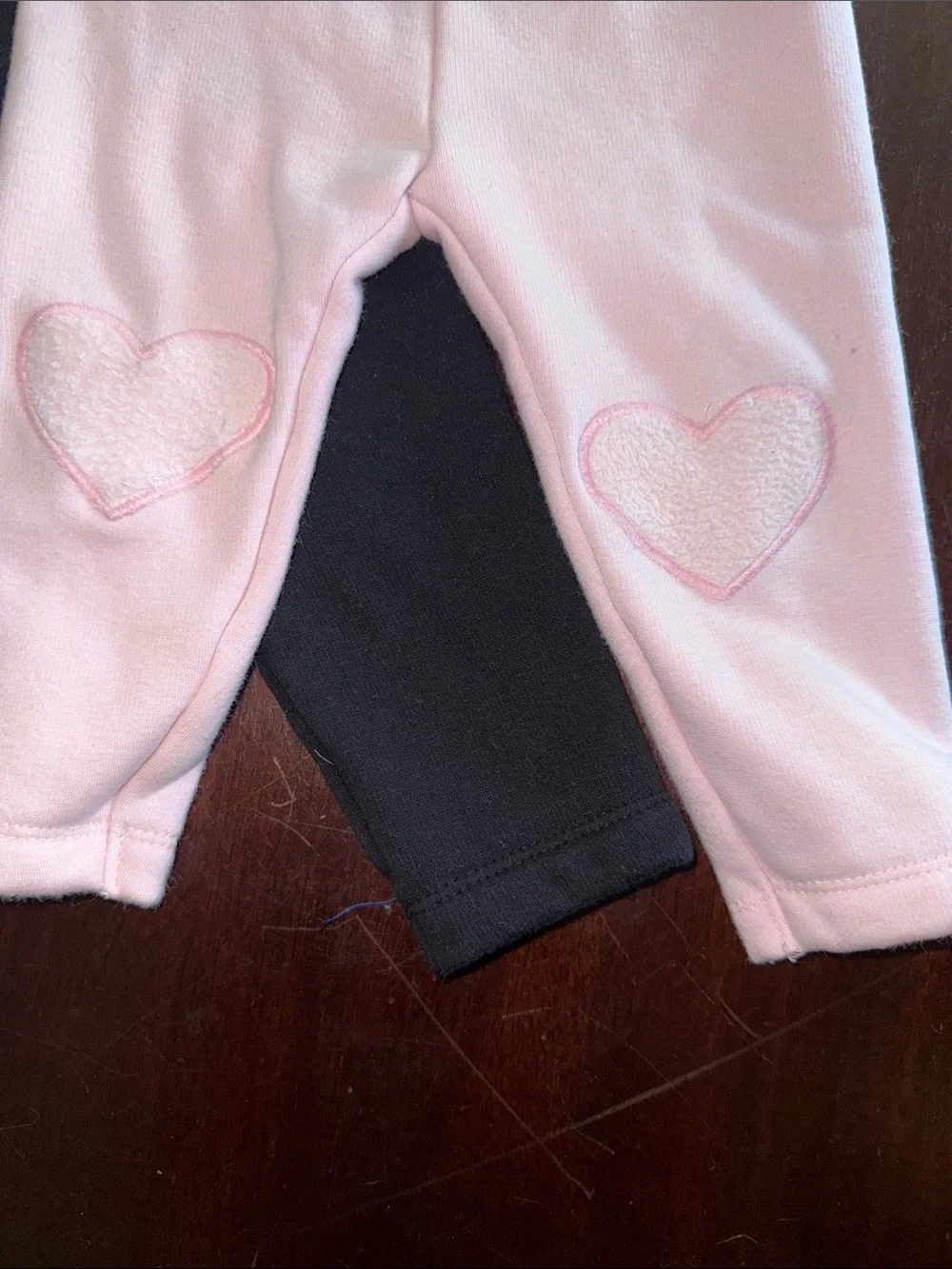 3 pairs ofOld Navy Pink, gray, and Black Heart Knee Patch Fleece Joggers